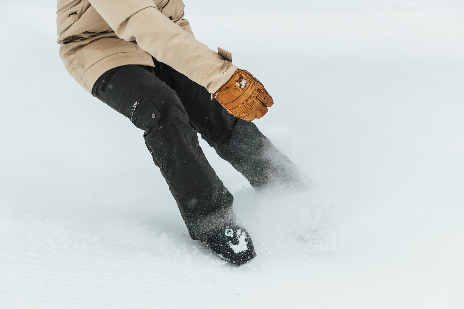 ODR boots stepping through fresh powder