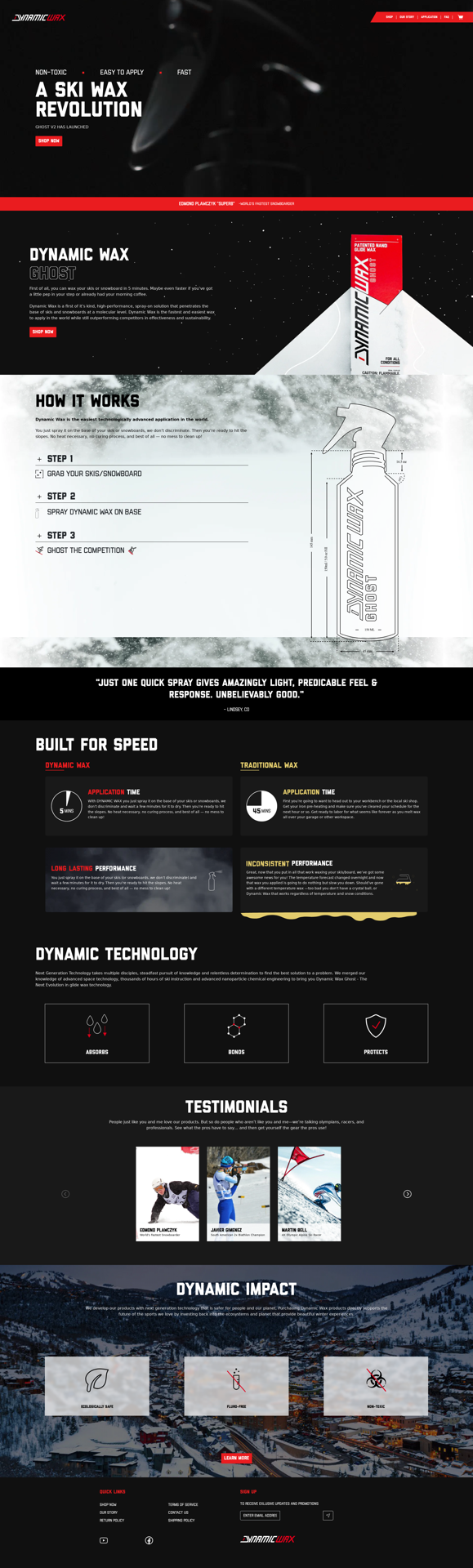 Dynamic Wax website full-page design